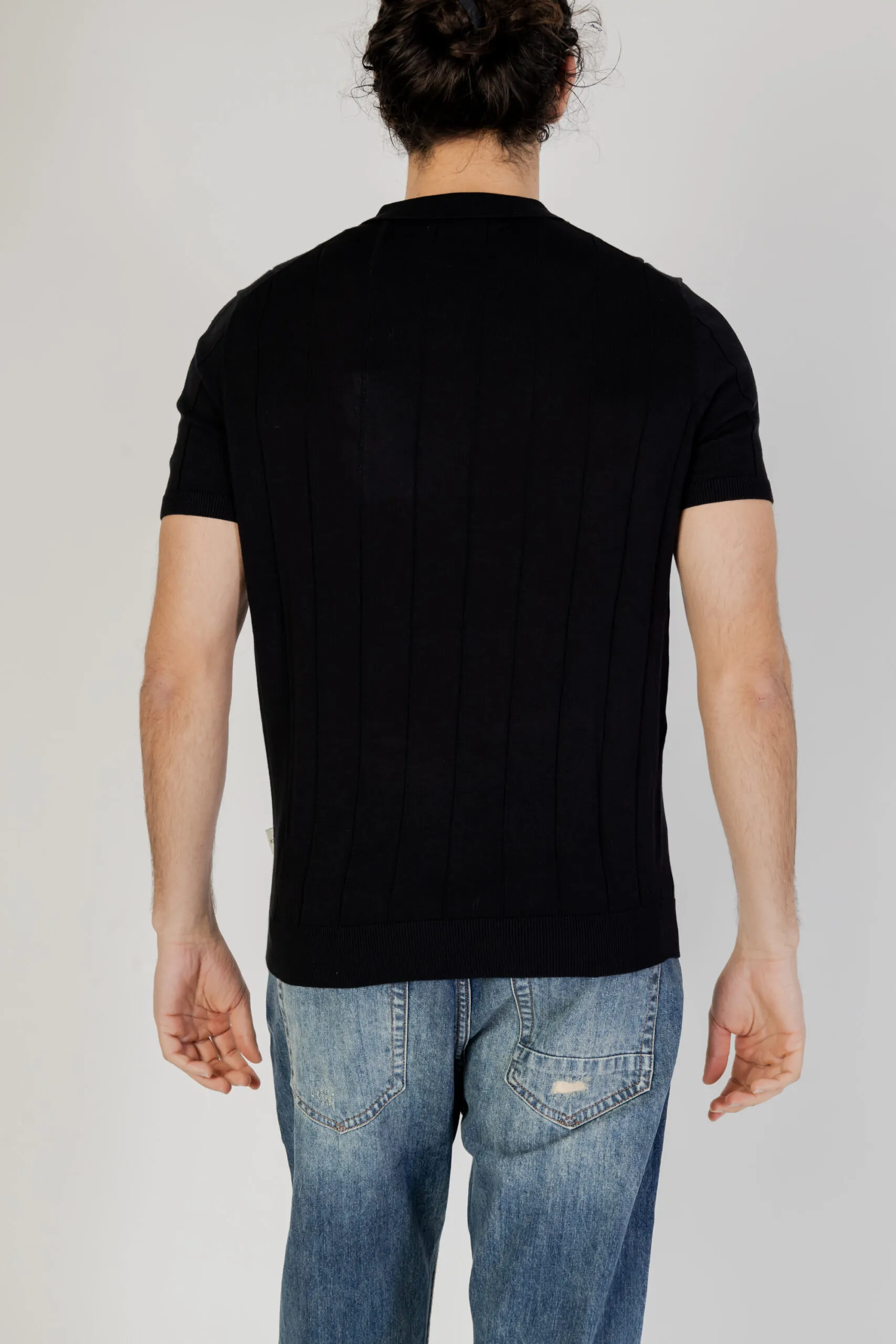 Maglia in filo manica corta Hamaki-ho  Nero