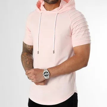 Maglietta oversize con cappuccio 2501 Rosa pallido