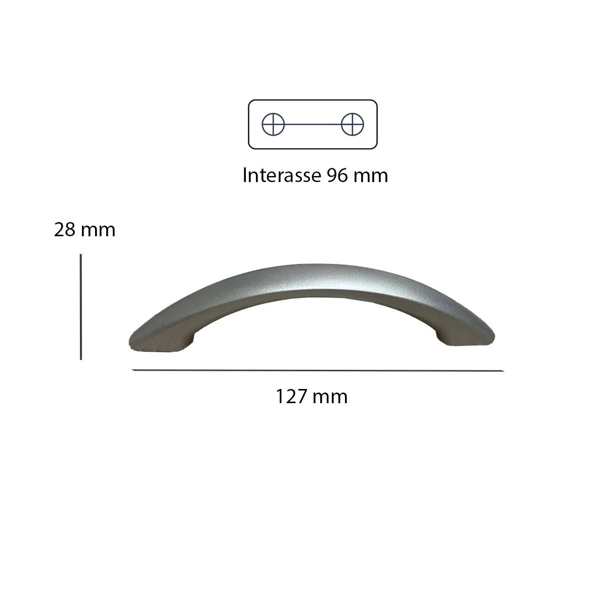Maniglia in plastica riciclata 96x127x15 mm cromato opaco