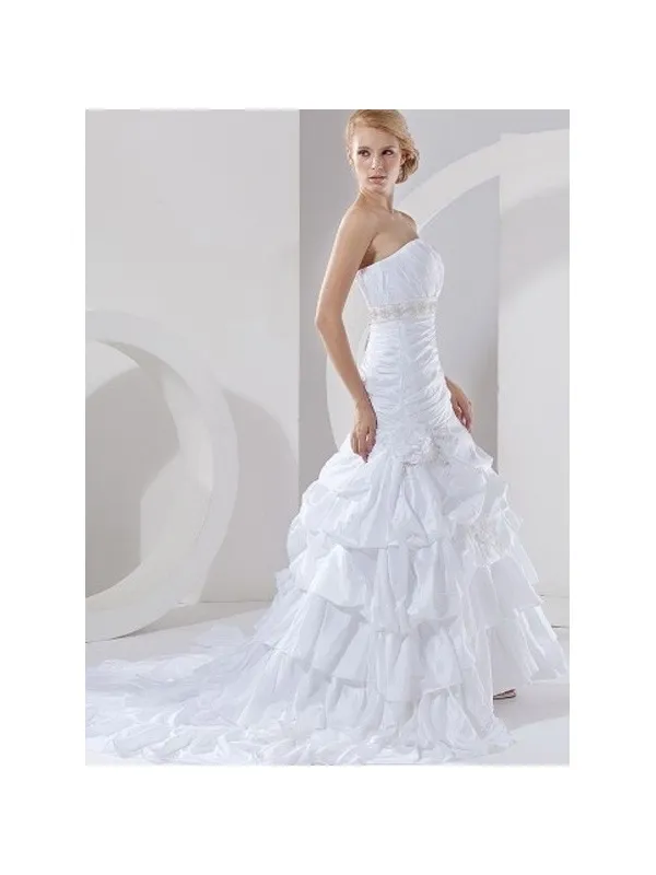 MARISOL - Abito da Sposa in Raso Lucido e Gonna a Balze