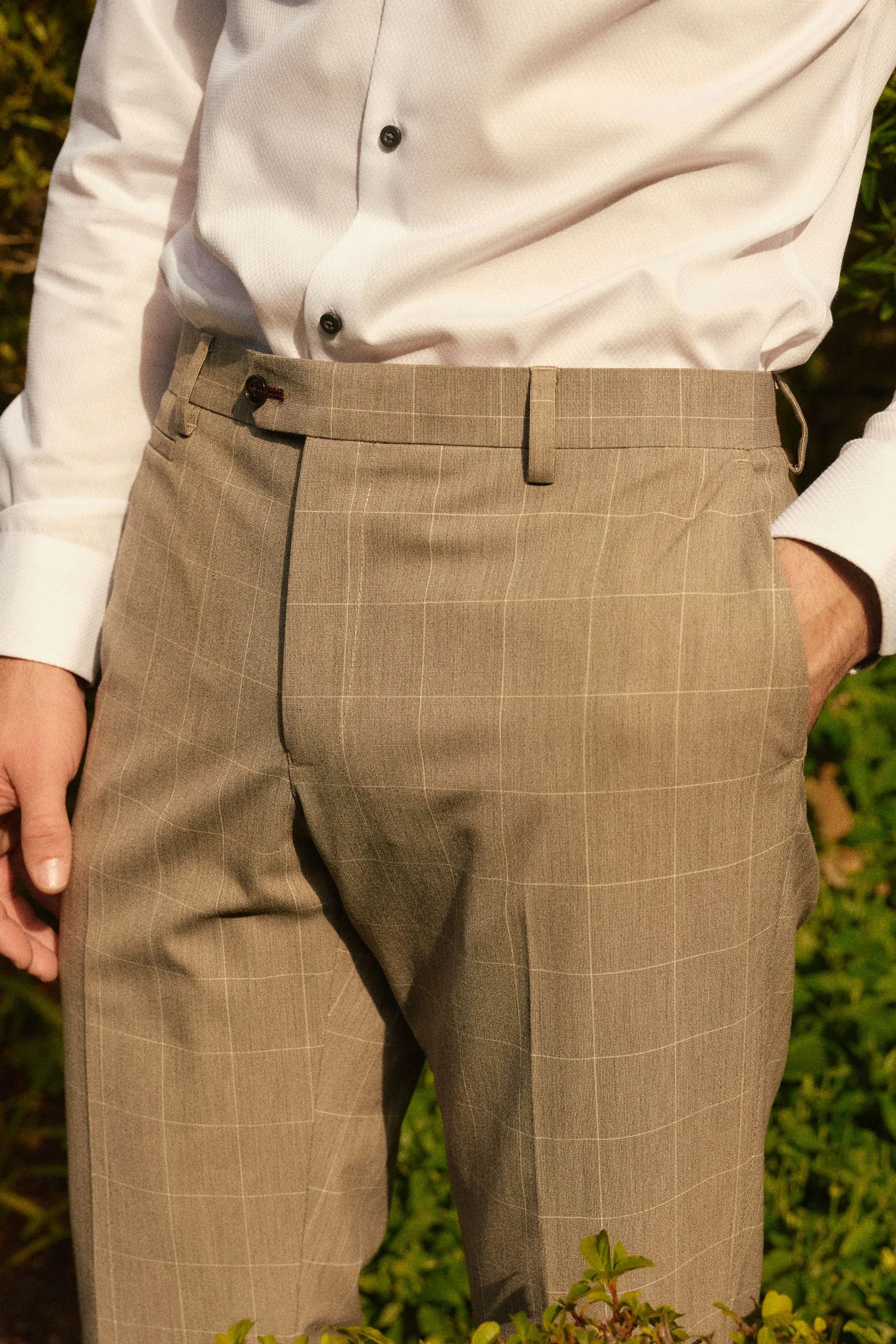 Marrone Tortora  - Vestibilità attillata / Slim - Pantaloni da completo A quadri finiture