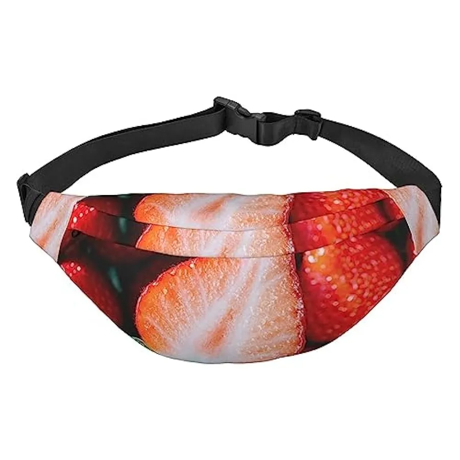 Marsupio con stampa fragola per uomo e donna, borsa a tracolla per viaggi, Nero , Taglia unica 169334802