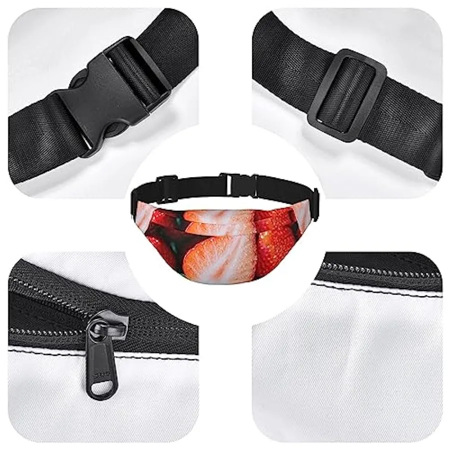 Marsupio con stampa fragola per uomo e donna, borsa a tracolla per viaggi, Nero , Taglia unica 169334802
