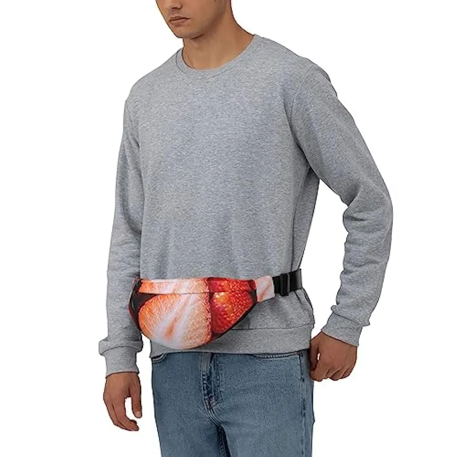 Marsupio con stampa fragola per uomo e donna, borsa a tracolla per viaggi, Nero , Taglia unica 169334802