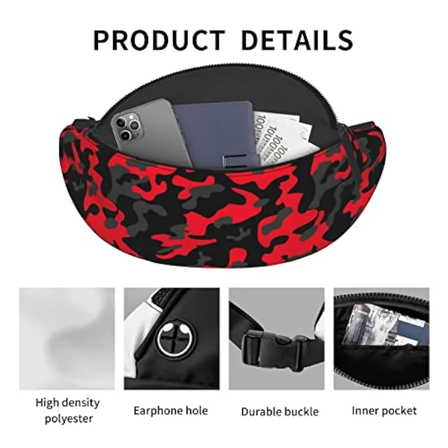 Marsupio da escursionismo Camouflage Red Camo Crossbody Marsupio Marsupio leggero 151768401