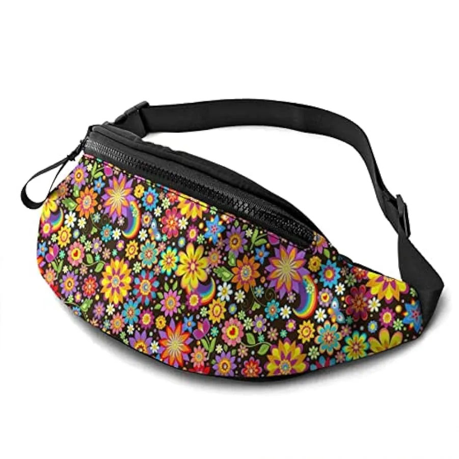 Marsupio per Uomo Donna,Carta da Parati Floreale con Marsupio Arcobaleno con Cintura Tasca a Tracolla Regolabile Borsa a Tracoll