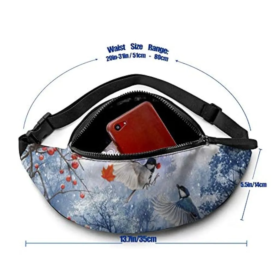 Marsupio per Uomo Donna,Marsupio Invernale con Uccello della Neve con Cintura Tasca a Tracolla Regolabile Borsa a Tracolla Borsa