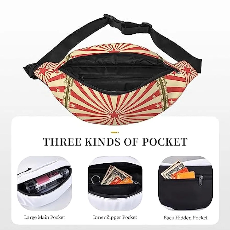 Marsupio vintage con sfondo circo regolabile, marsupio casual, borsa a tracolla per sport, viaggi e feste, Come nella foto, Tagl