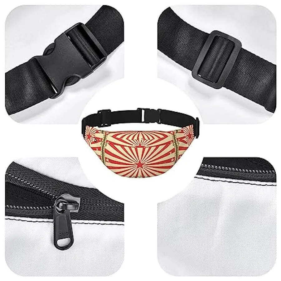 Marsupio vintage con sfondo circo regolabile, marsupio casual, borsa a tracolla per sport, viaggi e feste, Come nella foto, Tagl