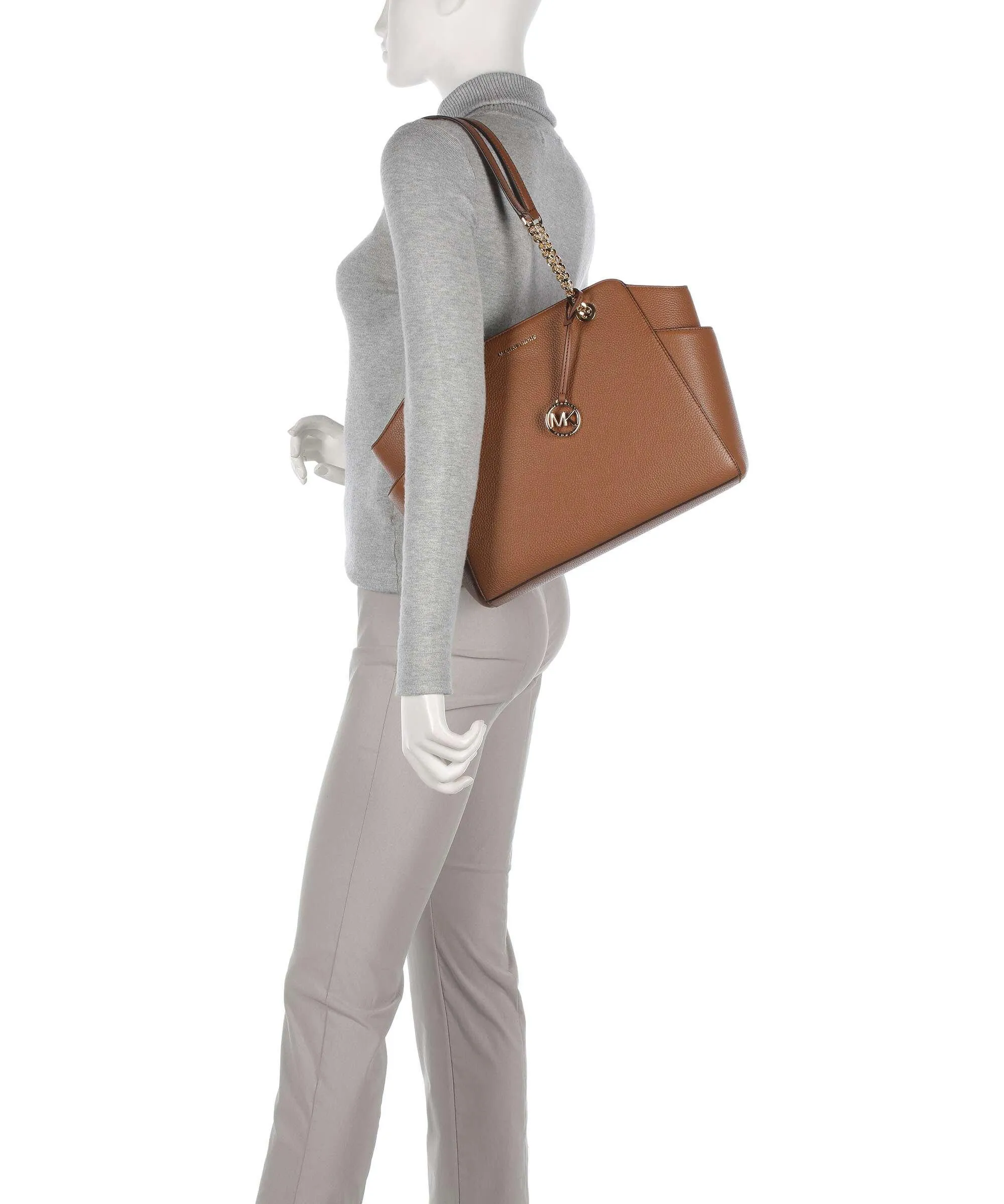  Michael Kors Jacquelyn Borsa shopper pelle di vacchetta grana marrone  