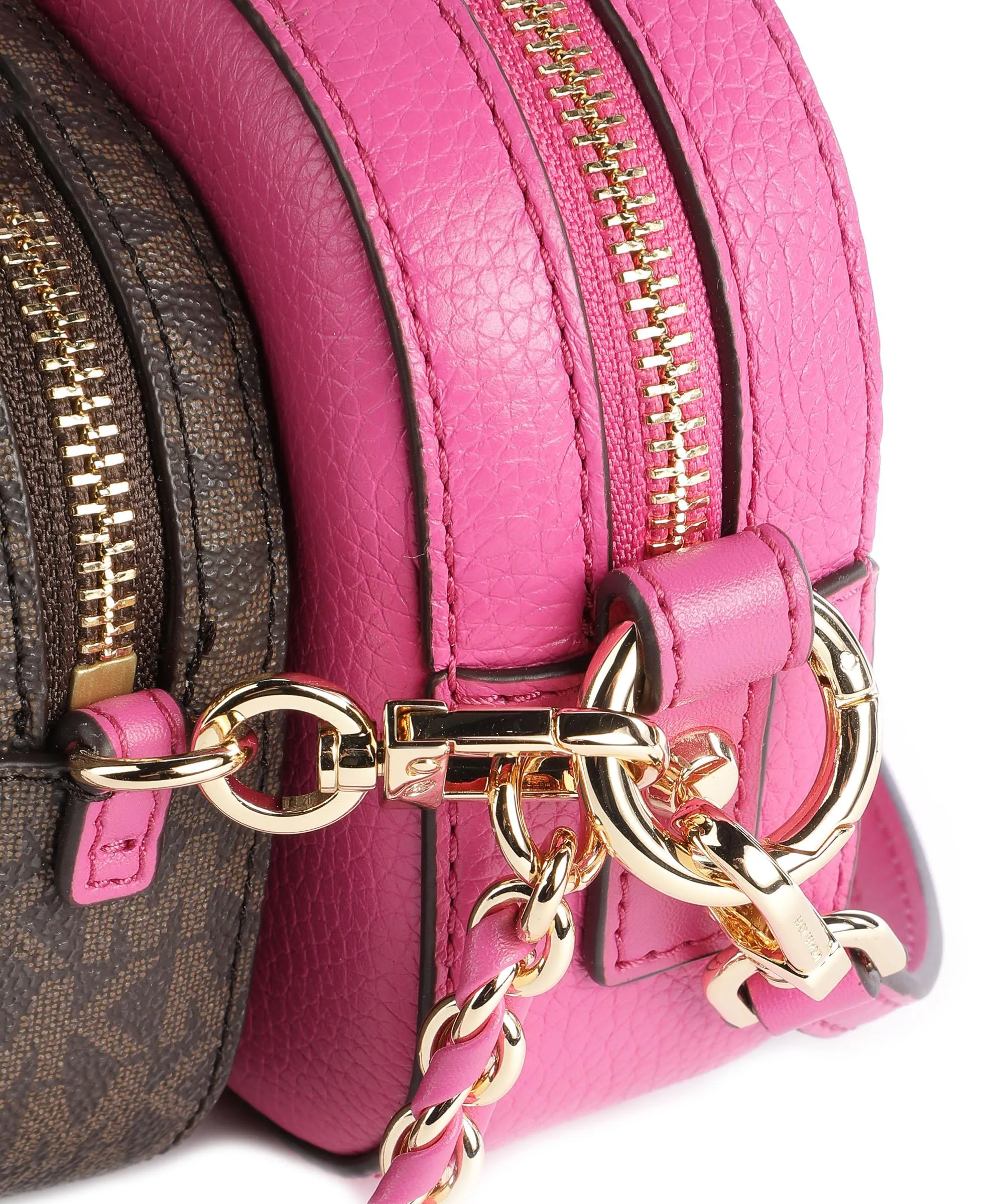  Michael Kors Jet Set Borsa a tracolla pelle di vacchetta grana, tela rosa/marrone  