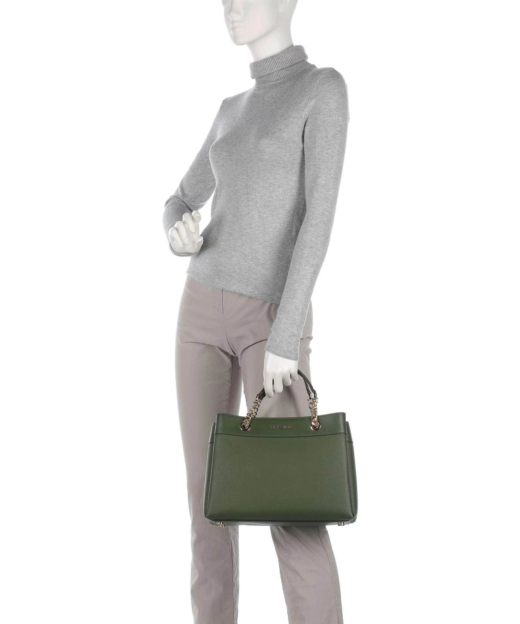  Michael Kors Lori Borsa a mano pelle sintetica verde scuro  