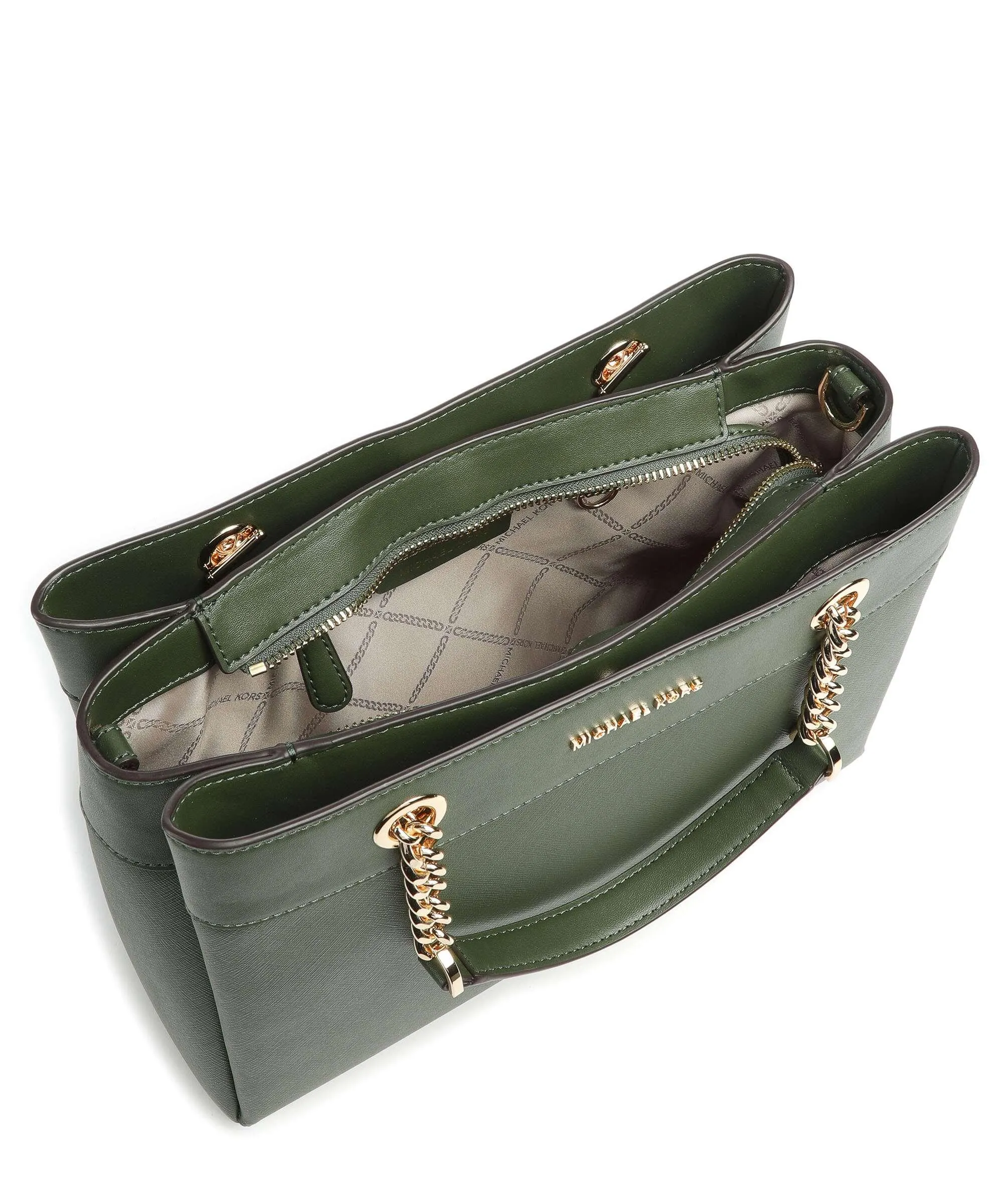  Michael Kors Lori Borsa a mano pelle sintetica verde scuro  