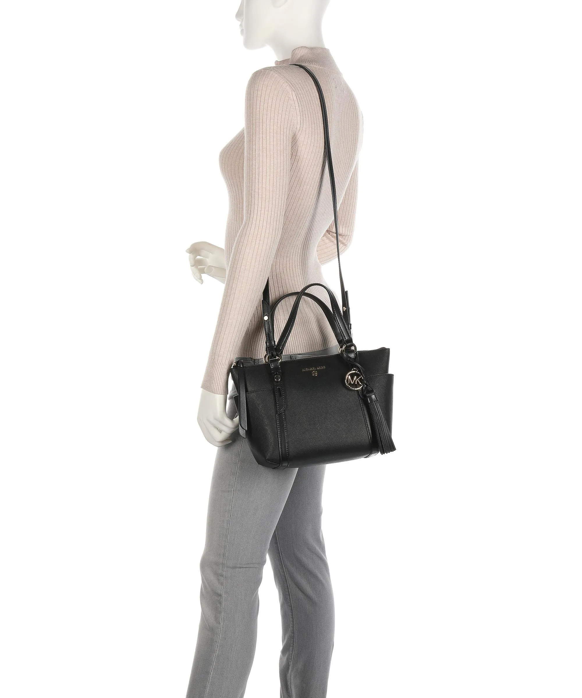  Michael Kors Sullivan Borsa a mano pelle di vacchetta saffiano nero  