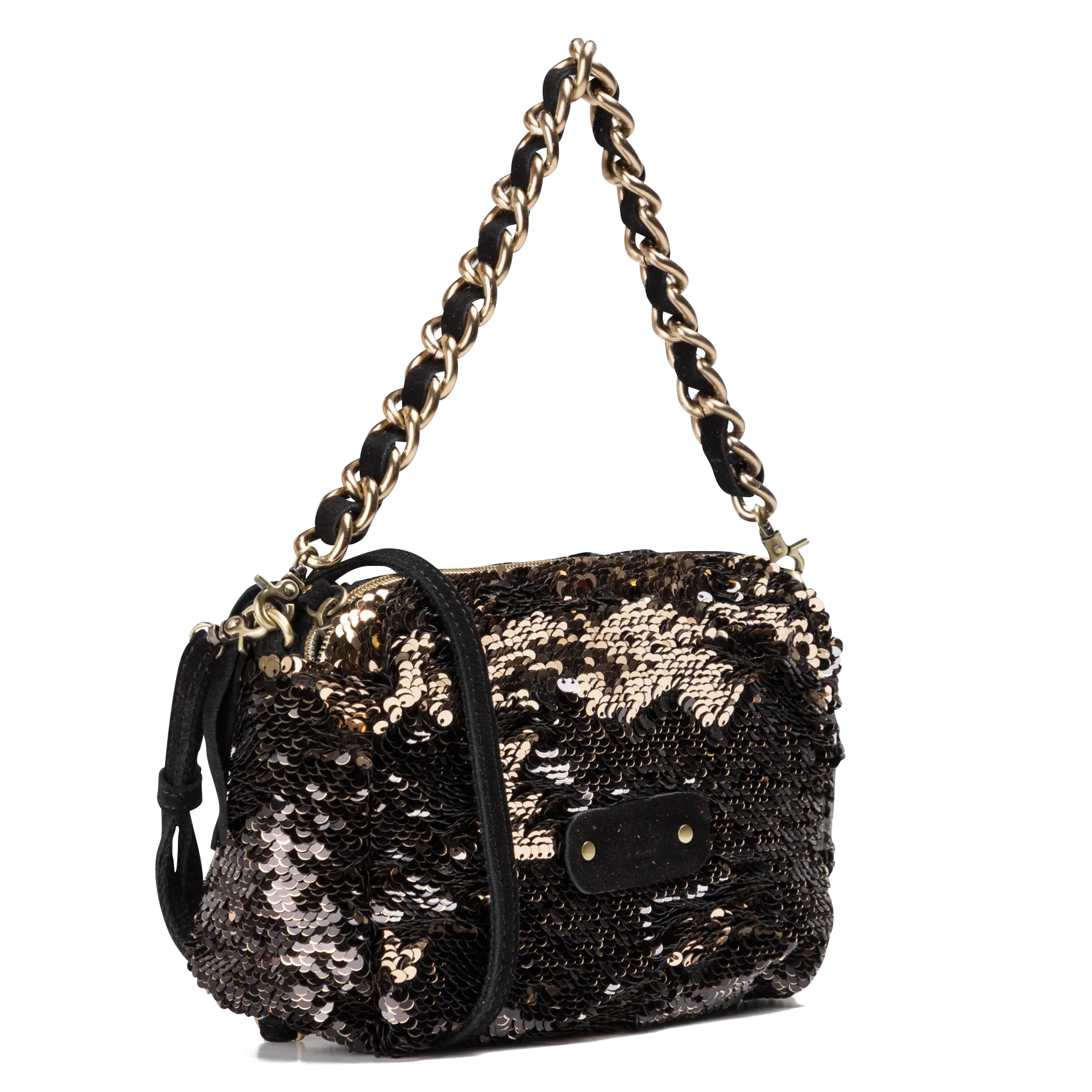  MILA LOUISE   Borsa a bisaccia in tela con paillettes | Nero