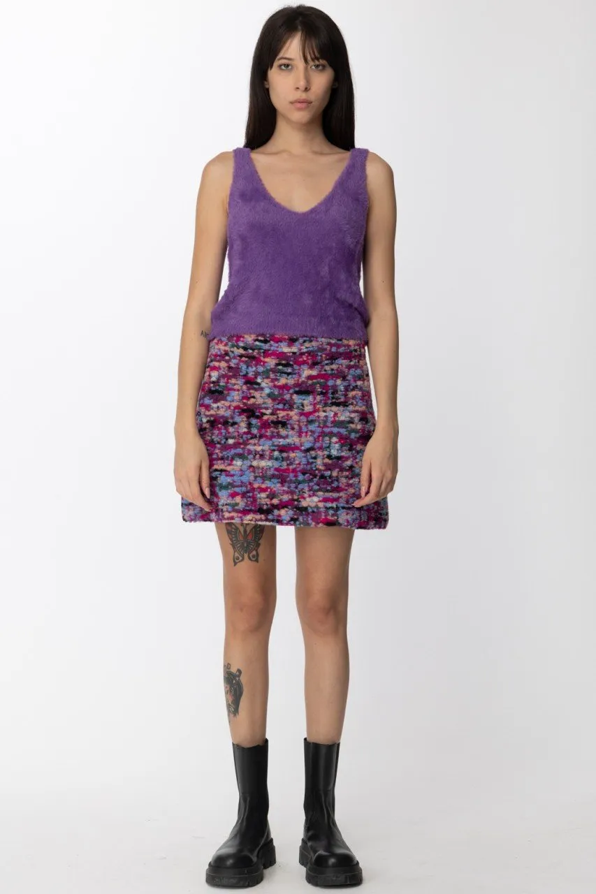 Minigonna in panno multicolor MULTICOLOR FUCSIA