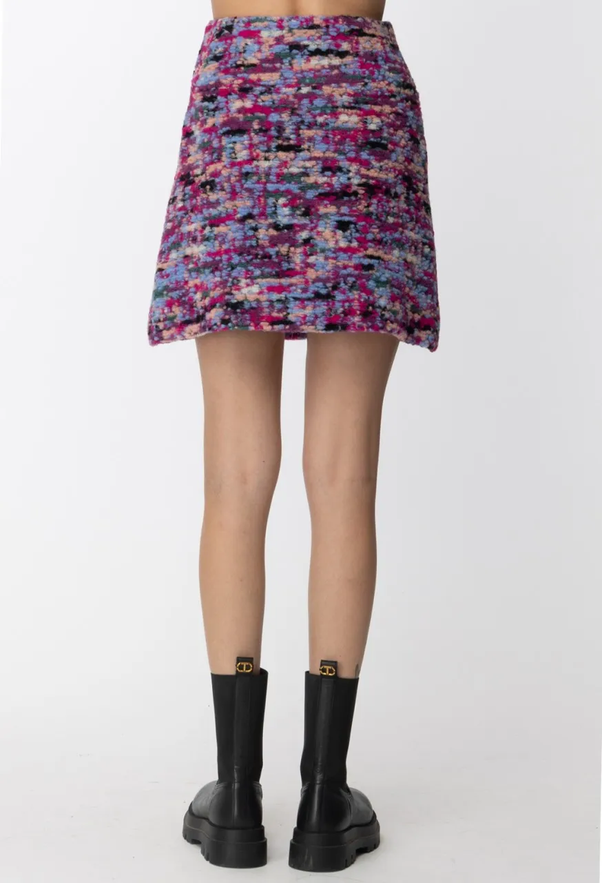 Minigonna in panno multicolor MULTICOLOR FUCSIA