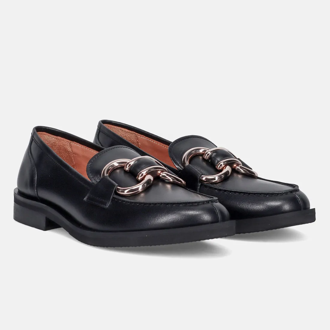 Mocassino da donna Sangiorgio in pelle nera con morsetto