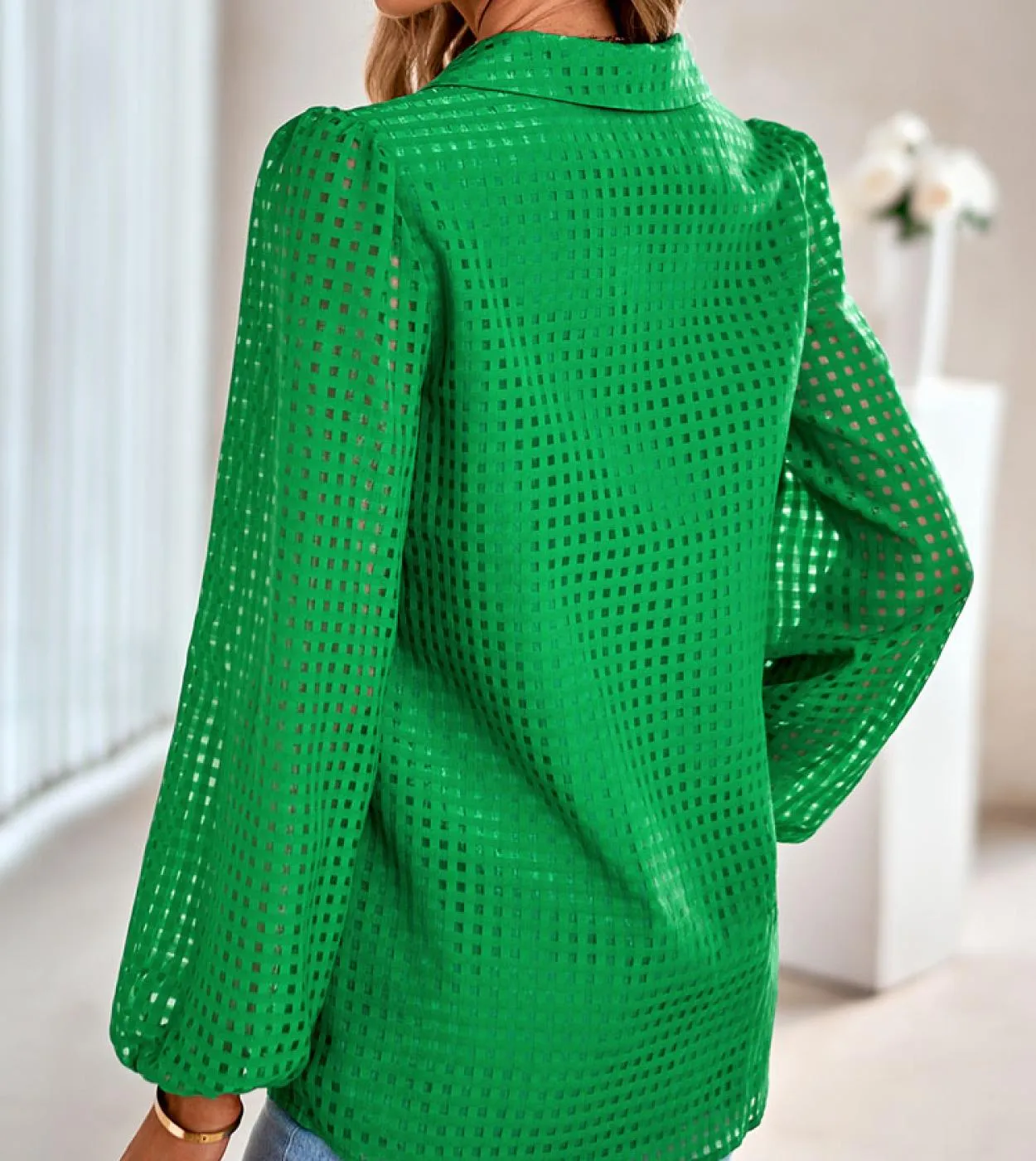 Moda Casual verde abbottonatura camicetta a quadri camicia donna autunno 2022 manica lunga abbigliamento donna ufficio abiti da