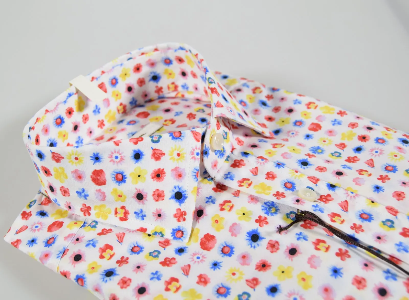Multicolor floral pattern shirt slim fit stretch cotton ingram