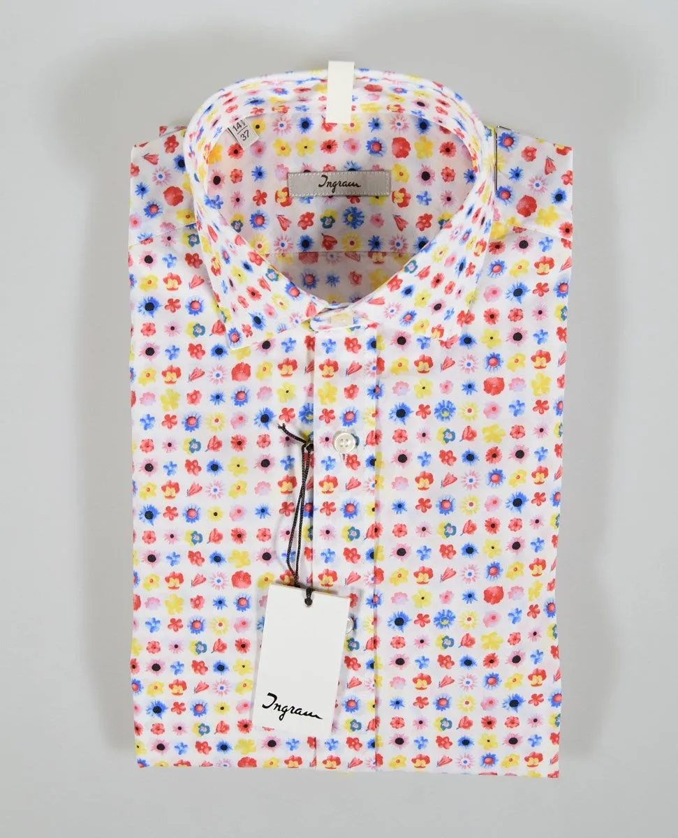 Multicolor floral pattern shirt slim fit stretch cotton ingram