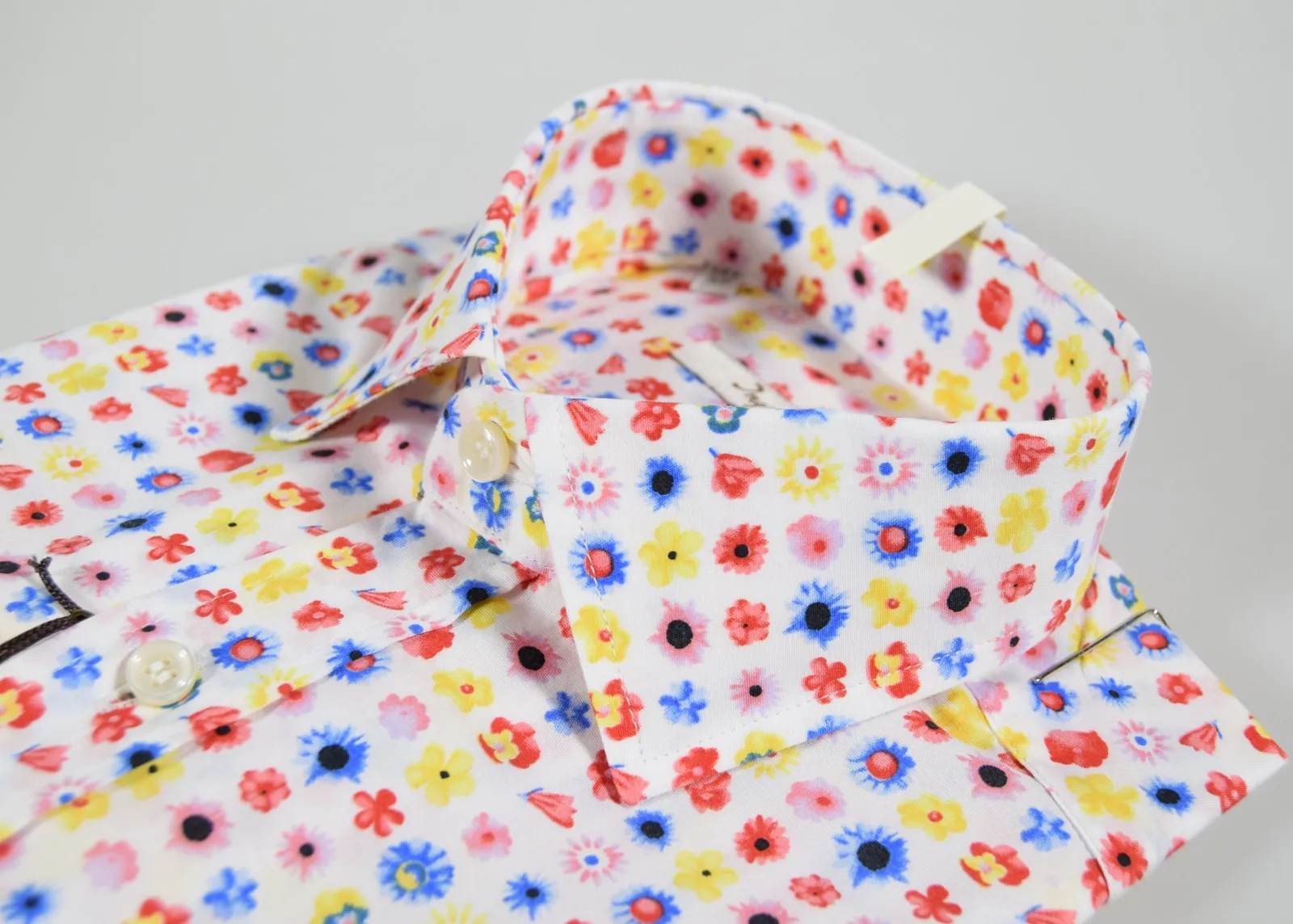 Multicolor floral pattern shirt slim fit stretch cotton ingram