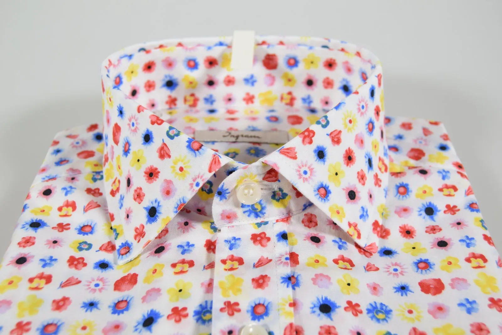 Multicolor floral pattern shirt slim fit stretch cotton ingram