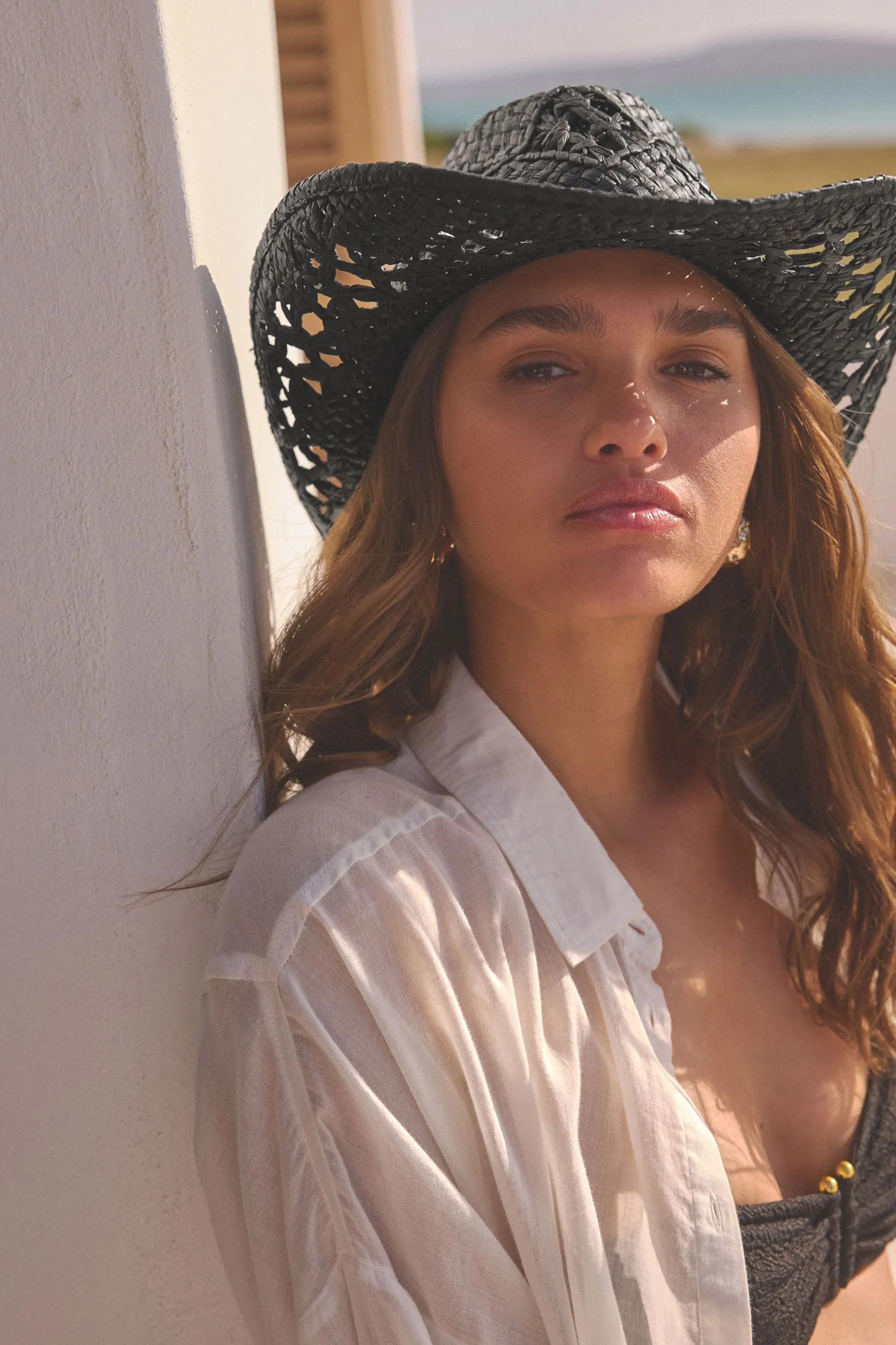 Nero  - Cappello di paglia stile western