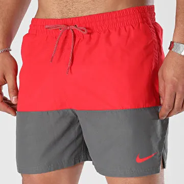 Nessb 451 Pantaloncini da bagno rosso grigio carbone