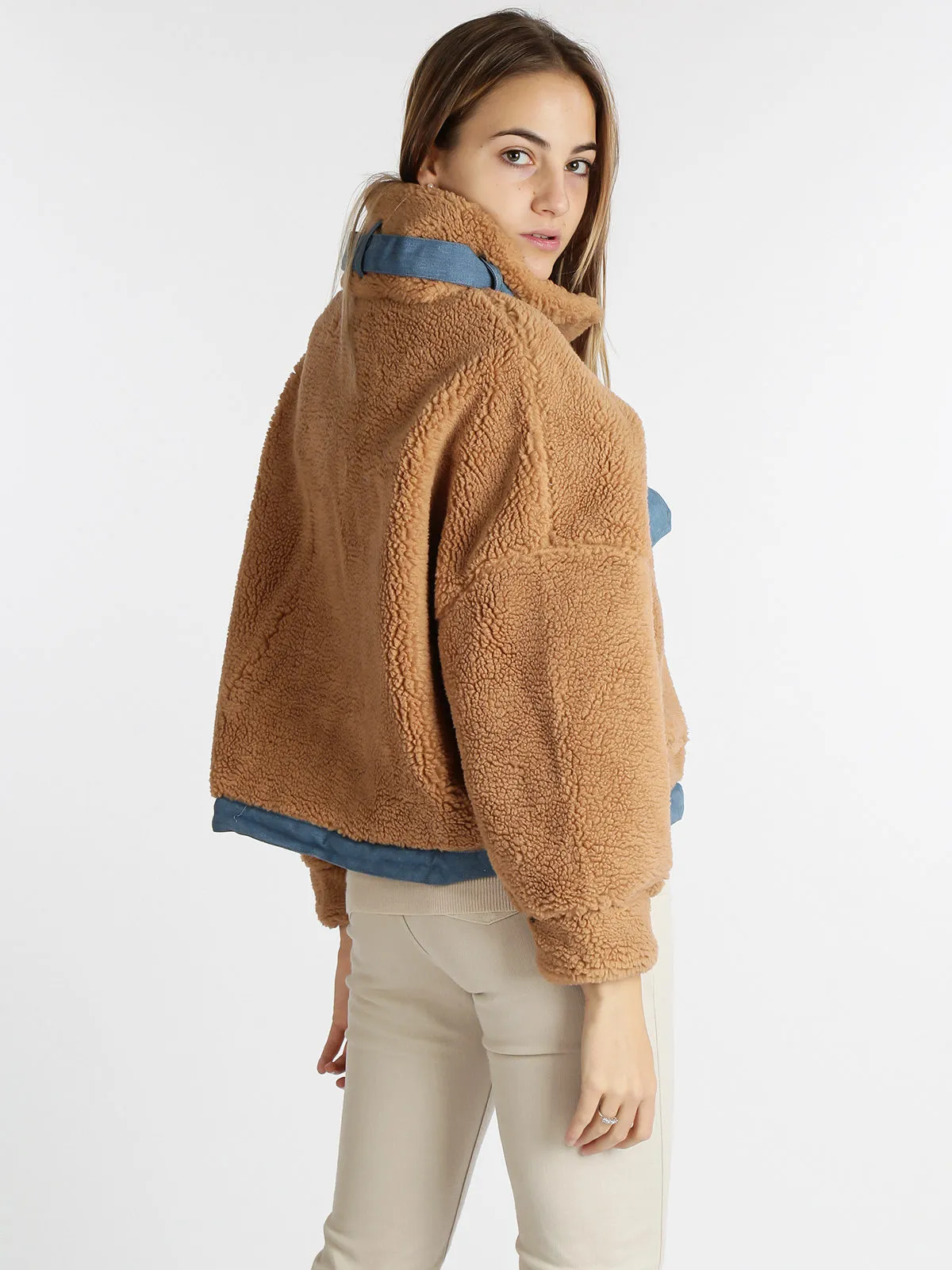 New Collection Kurz geschnittene Oversize-Teddyjacke