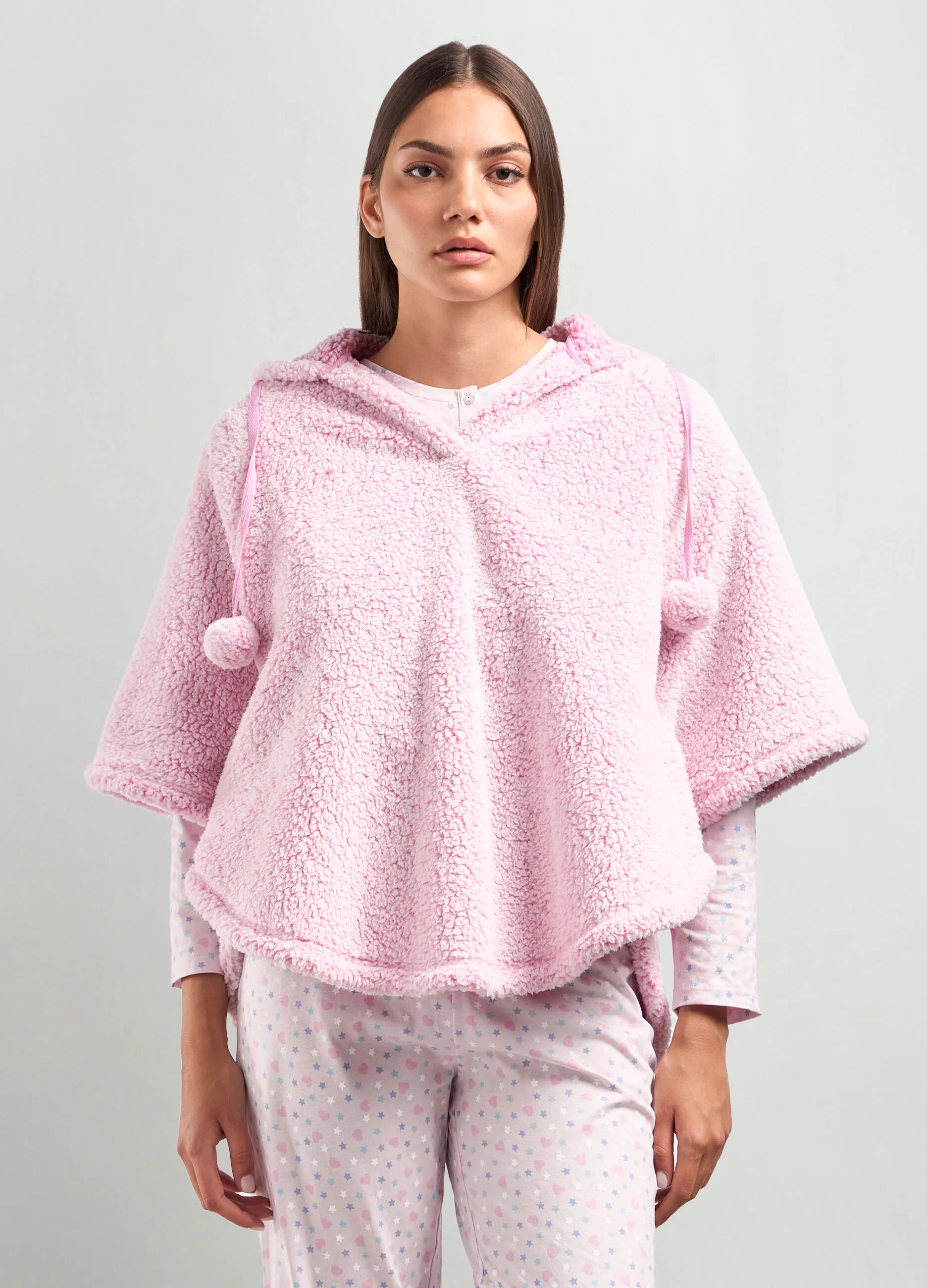 NYMOS  Poncho in coral fleece donna