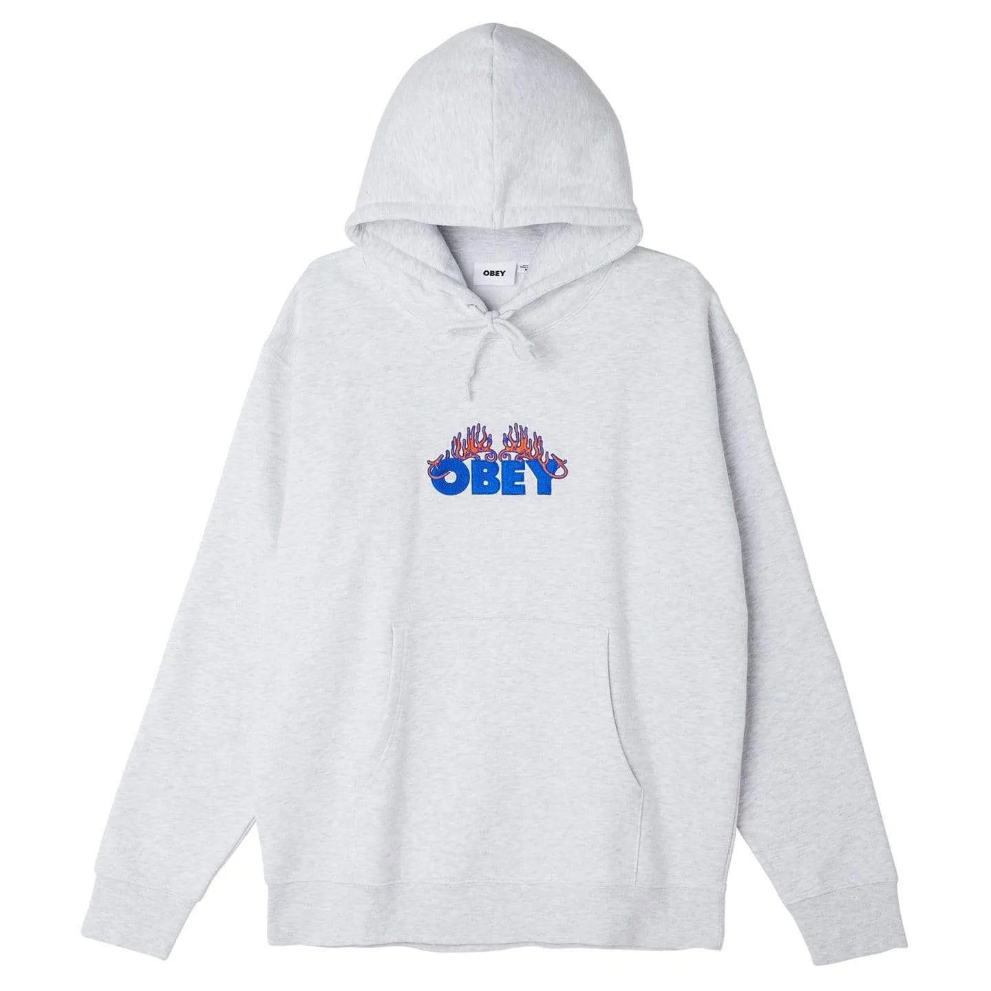 OBEY FLAMES HOOD SPECIALTY FLEECE - ASH
