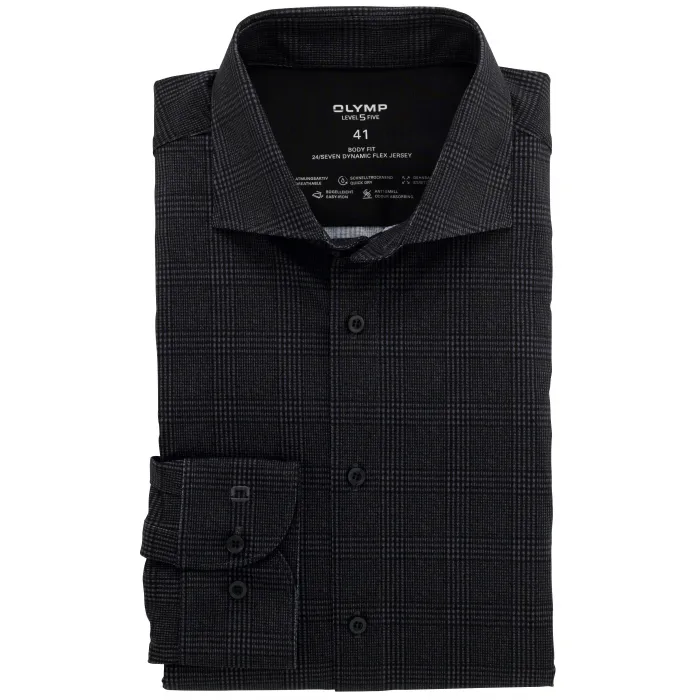 Olymp Luxor Camicia a quadri dal taglio moderno Nero