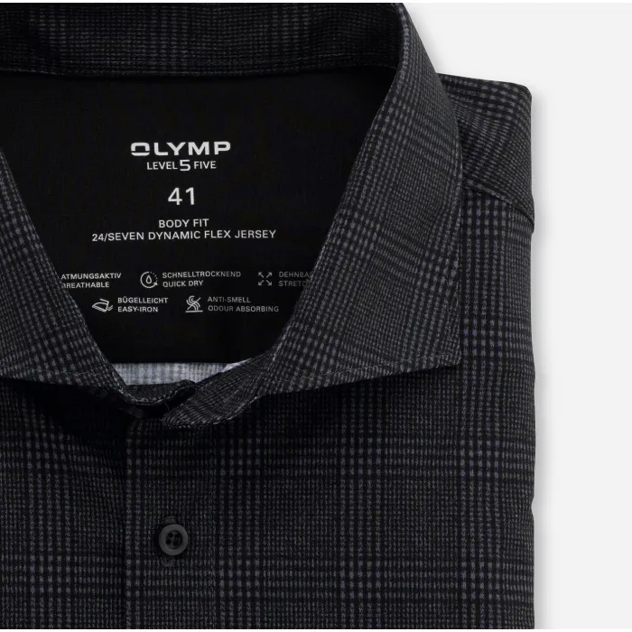 Olymp Luxor Camicia a quadri dal taglio moderno Nero