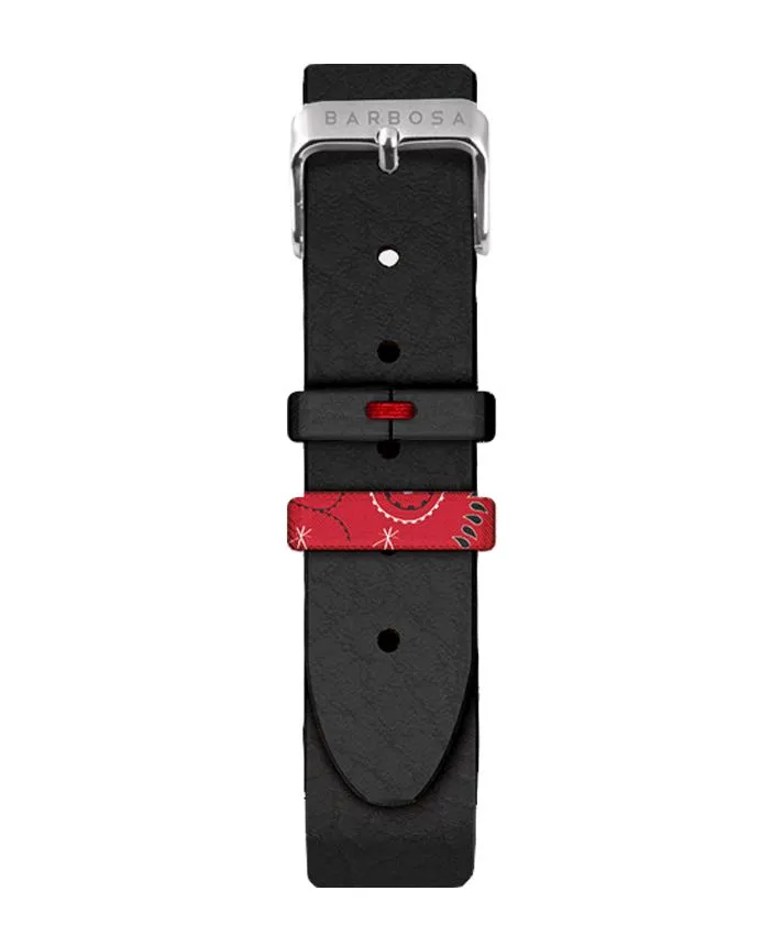 OROLOGIO BIANCO ZIRCONI dm. 36,5 PELLE NERO BANDANA ROSSA
