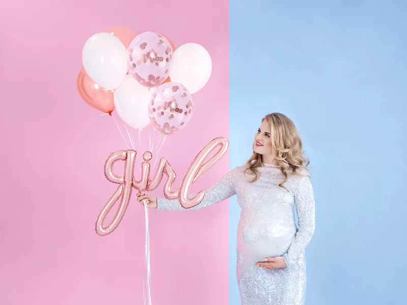 Palloncino girl oro rosa 77 x 70 cm