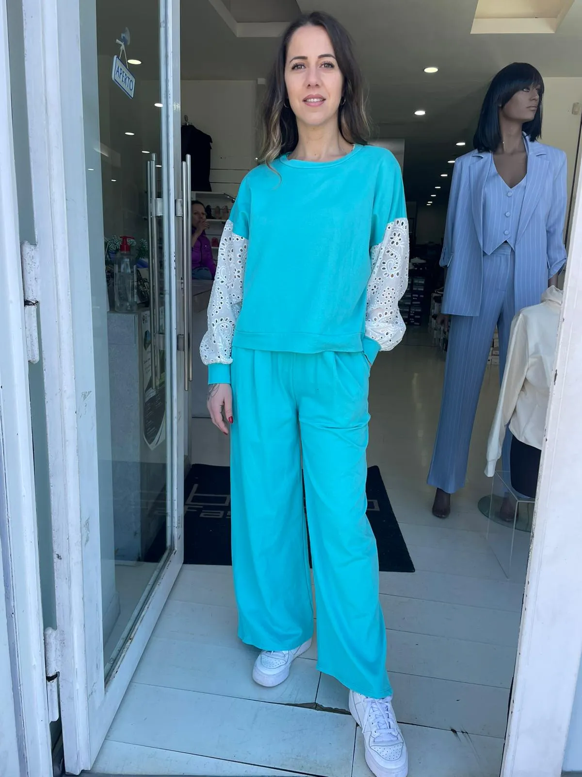 pantalone felpa largo