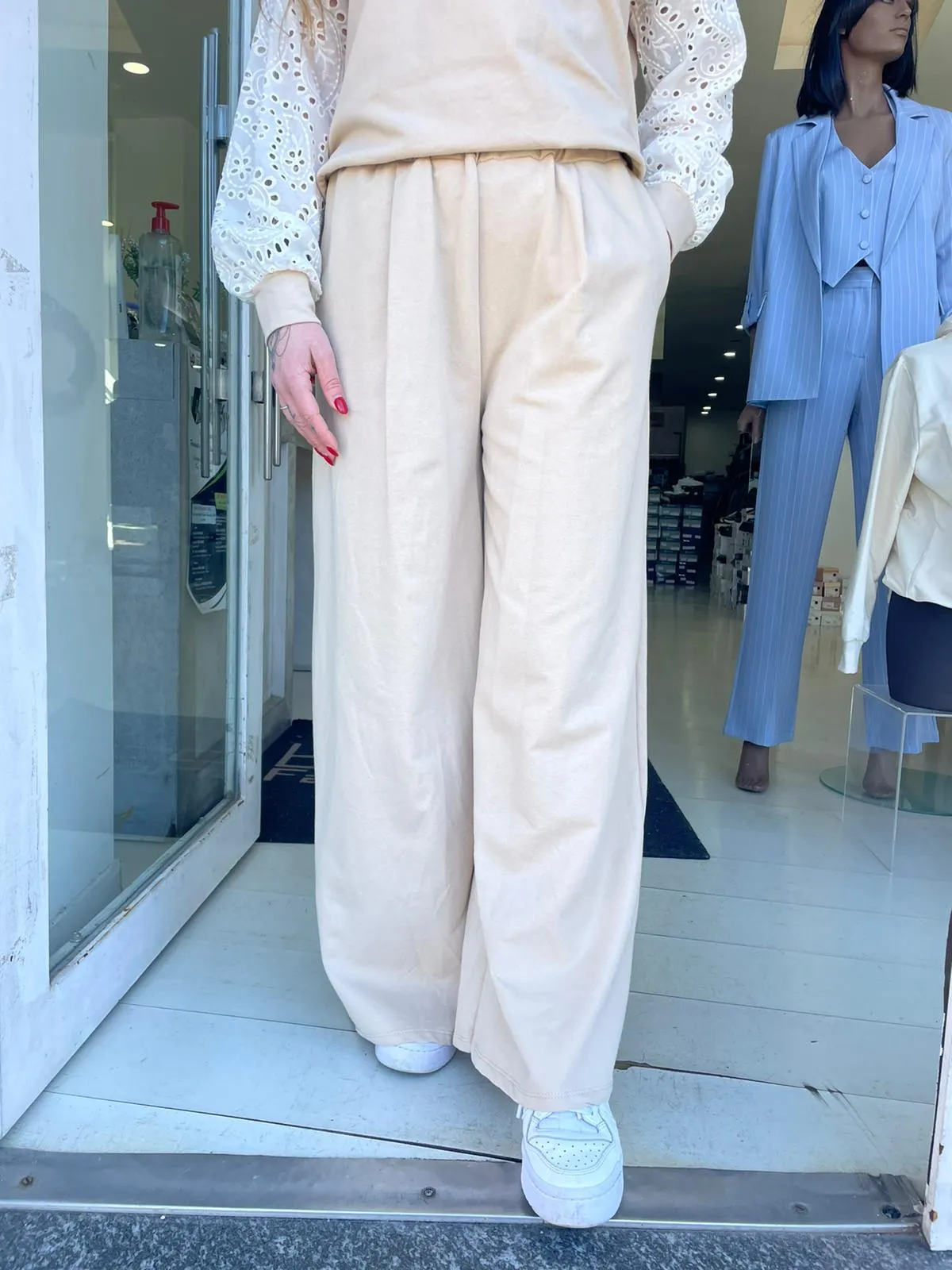 pantalone felpa largo