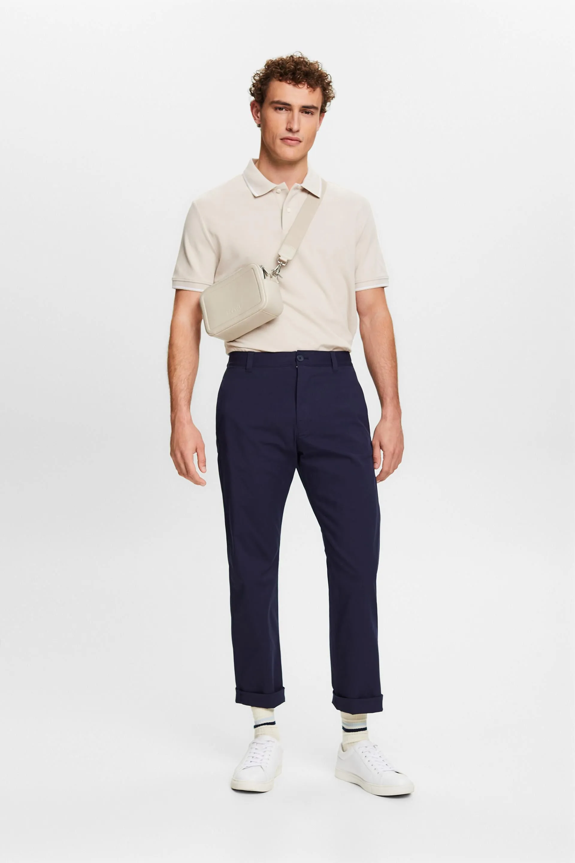 Pantaloni chino dritti in twill elasticizzato