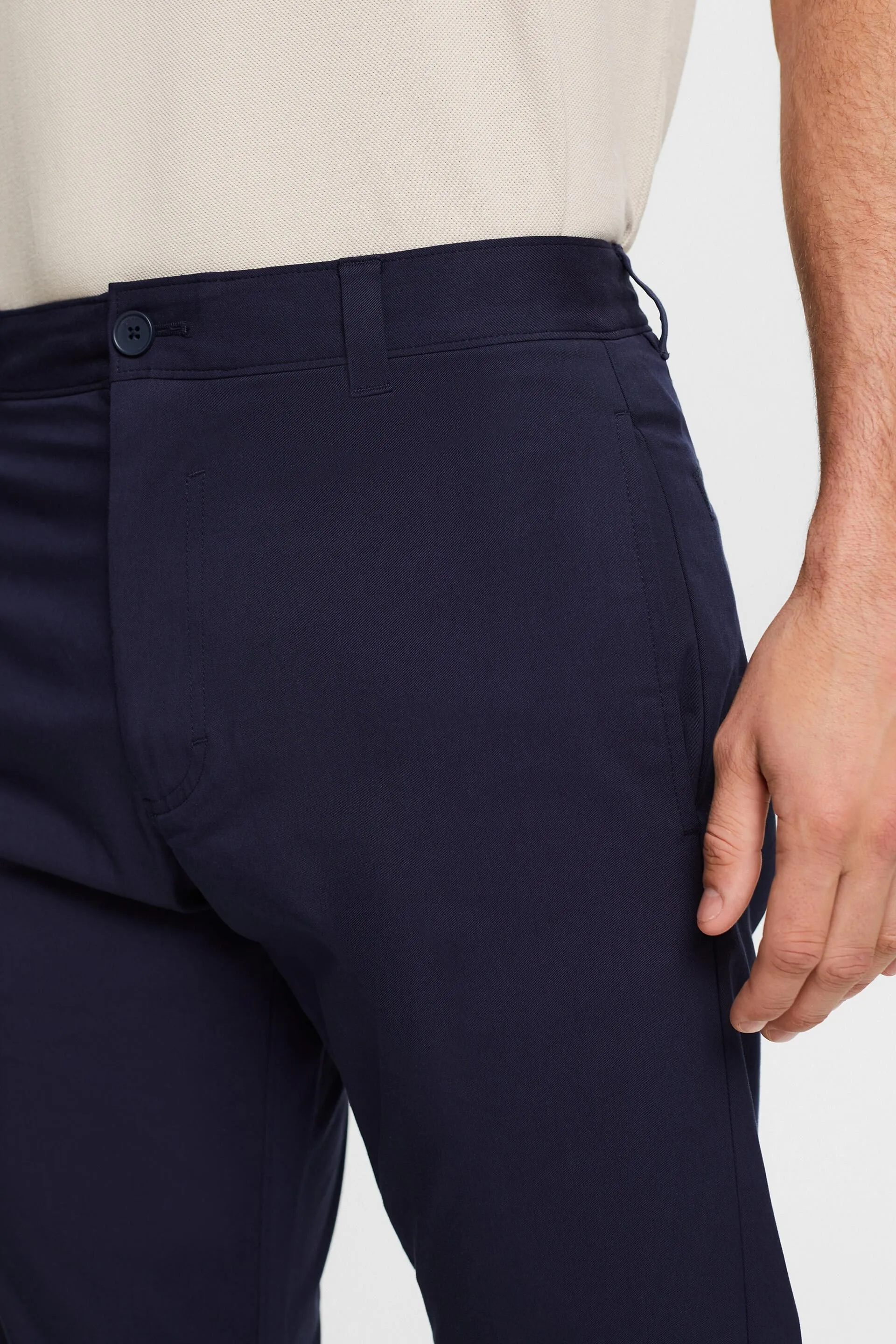 Pantaloni chino dritti in twill elasticizzato