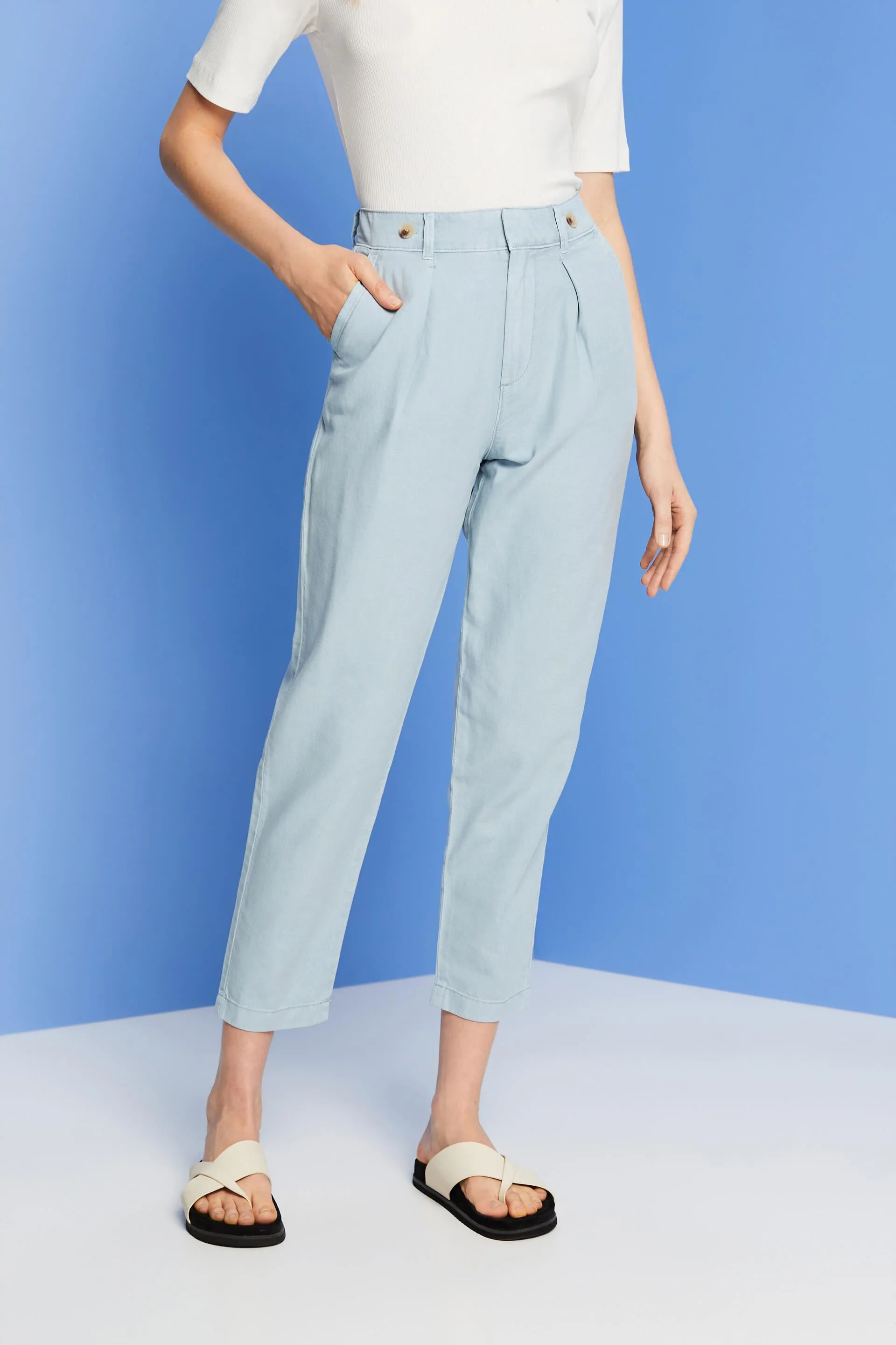 Pantaloni chino in misto lino