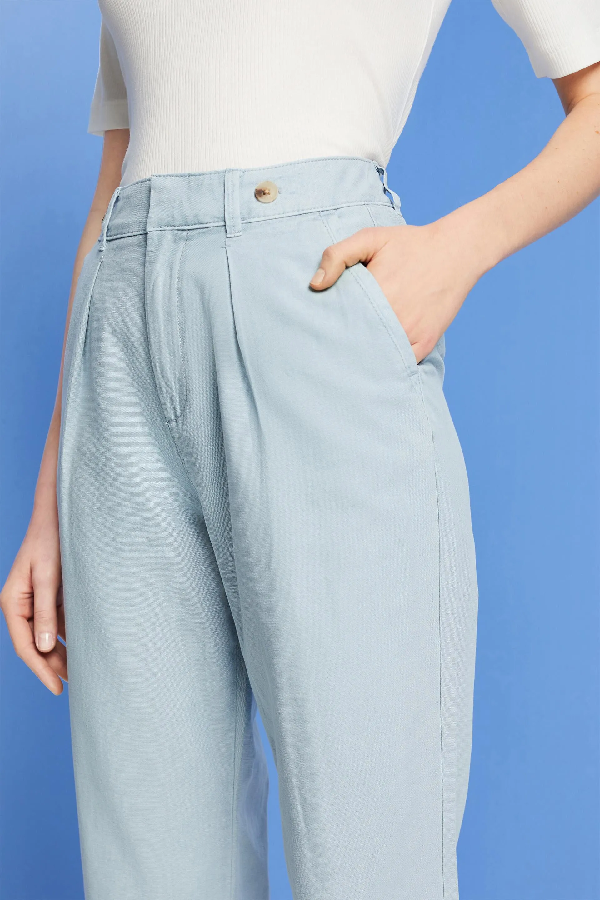 Pantaloni chino in misto lino