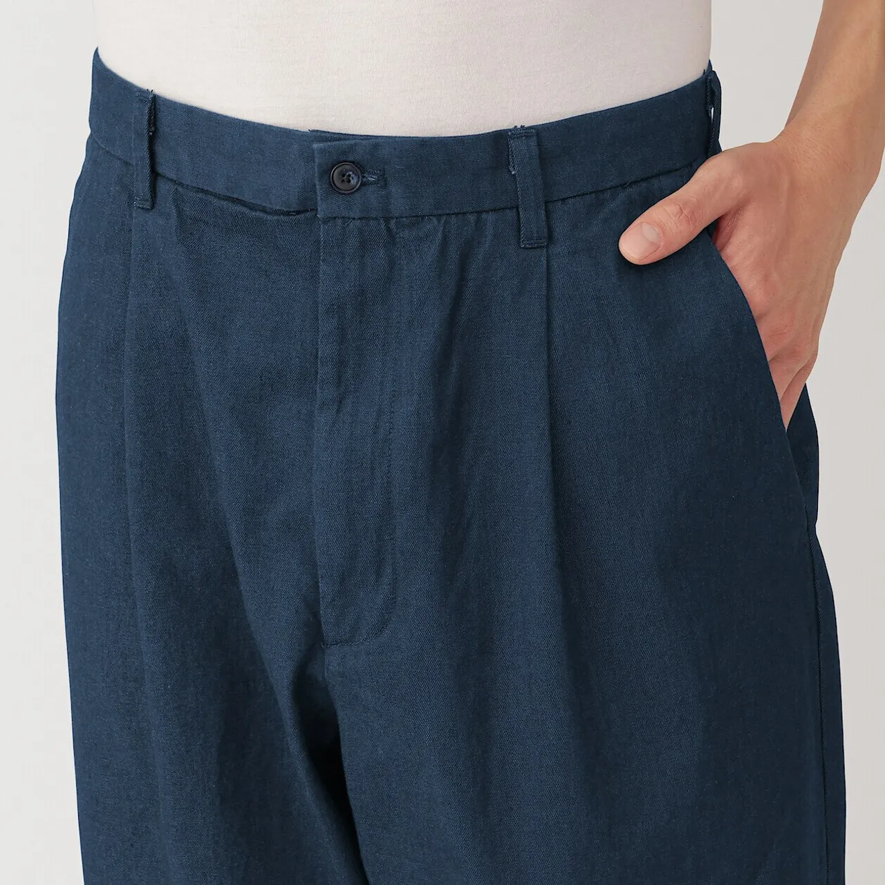 Pantaloni chino infigo da uomo a gamba larga con pieghe sul davanti