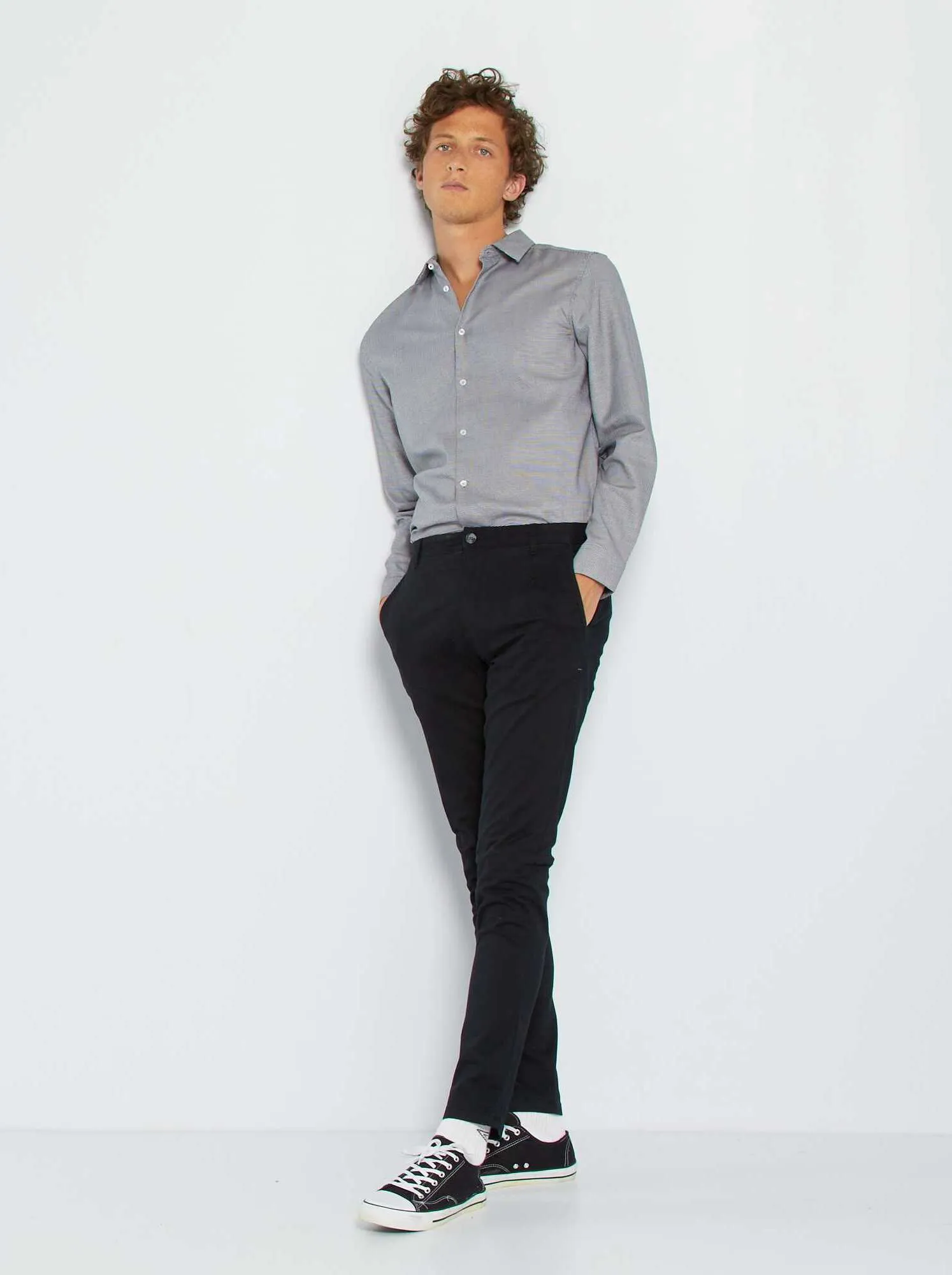 Pantaloni chino skinny stretch - L32 - nero