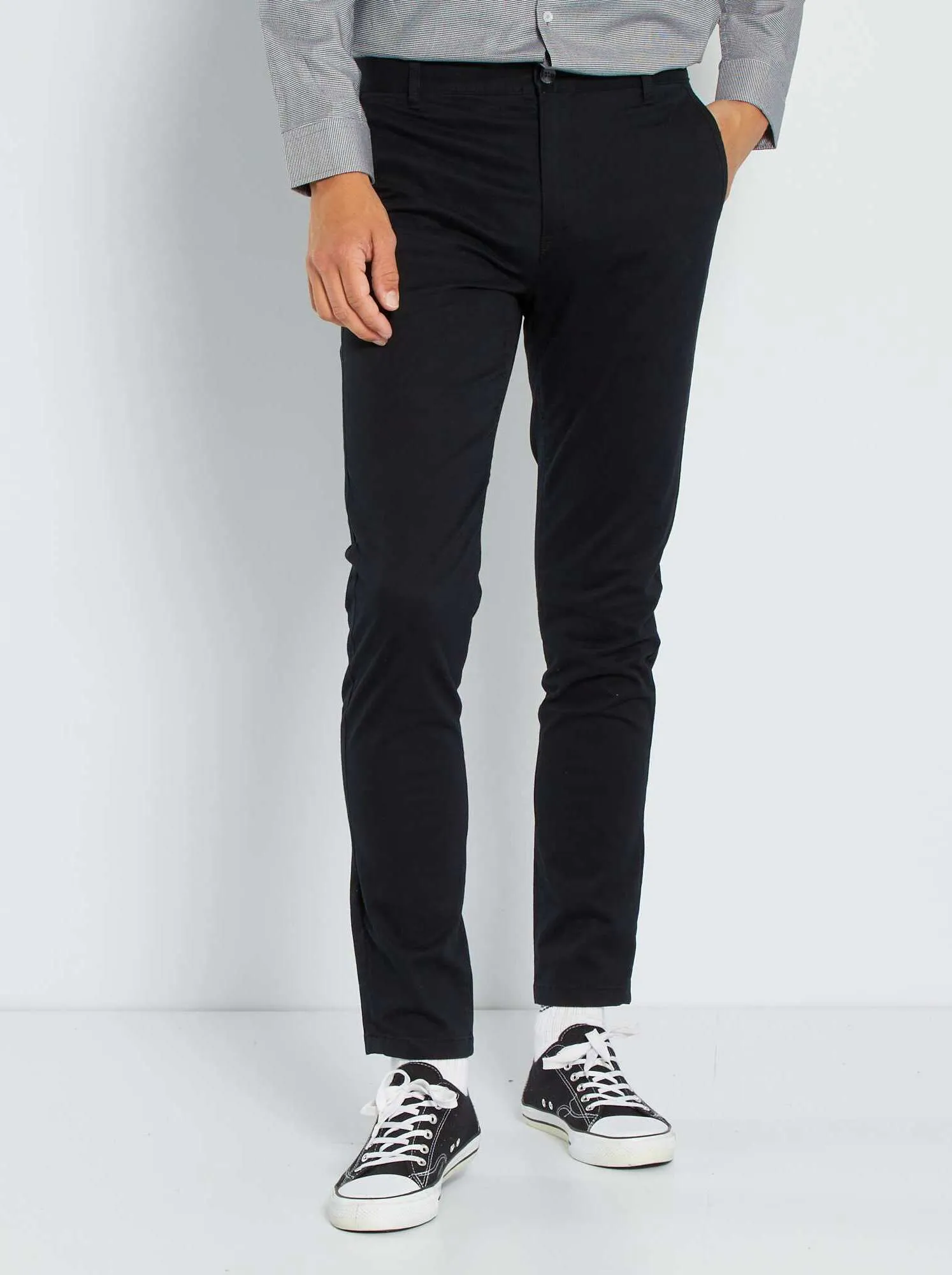 Pantaloni chino skinny stretch - L32 - nero