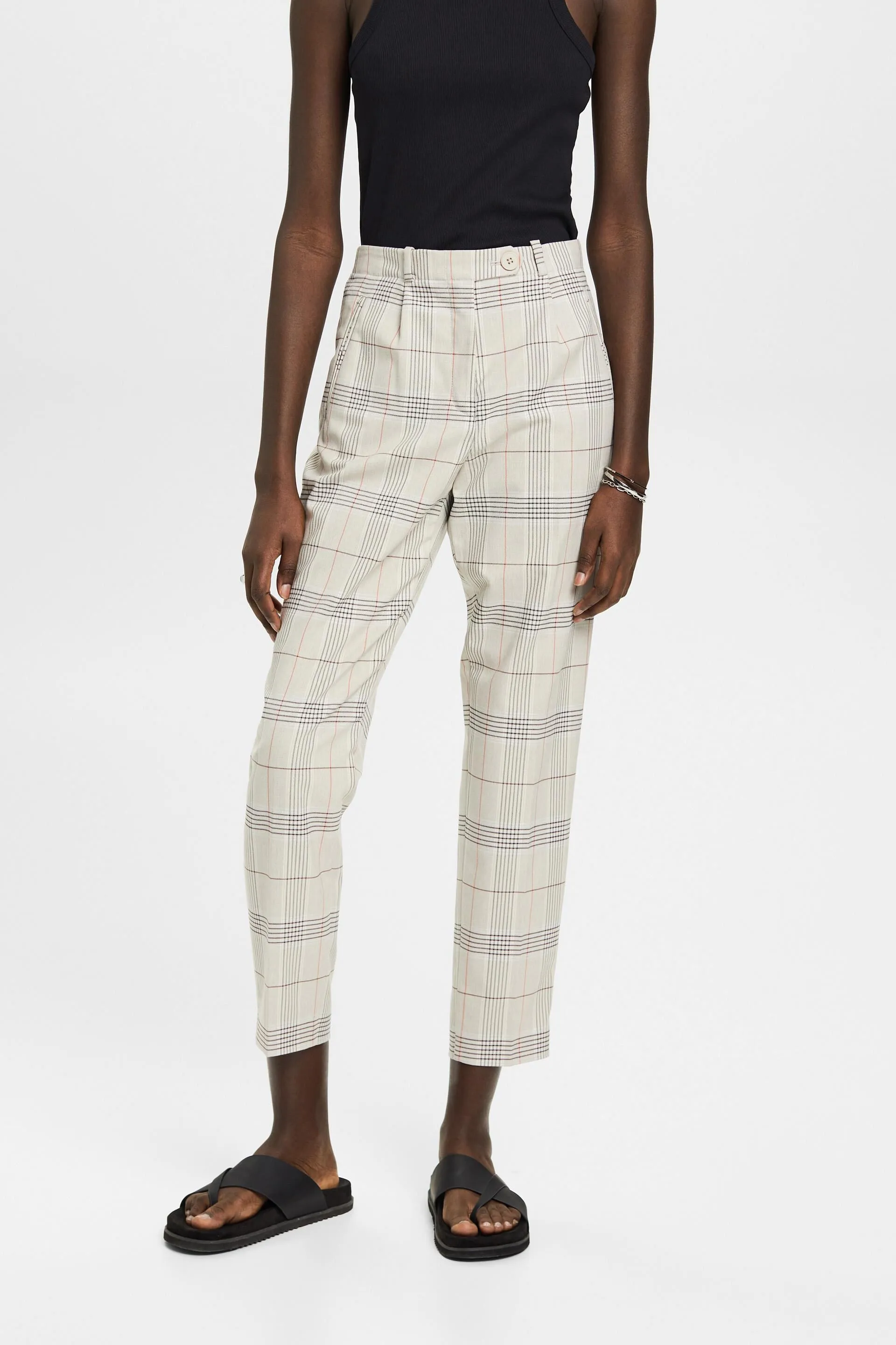 Pantaloni cropped a scacchi