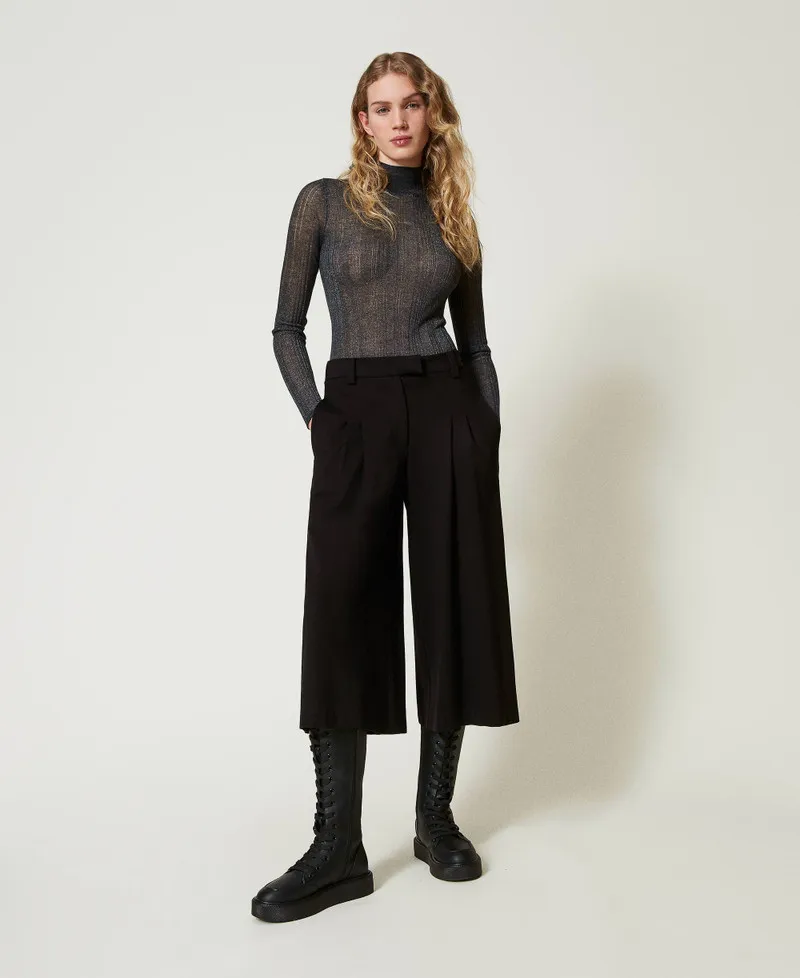 Pantaloni cropped a vita alta