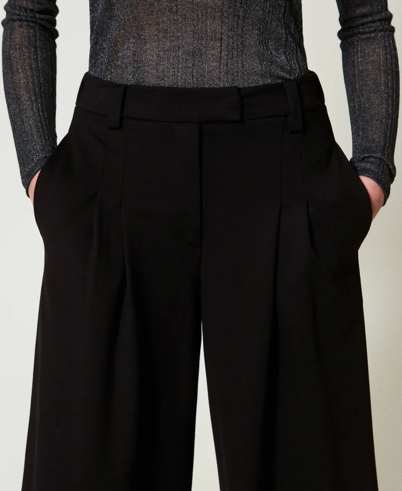 Pantaloni cropped a vita alta