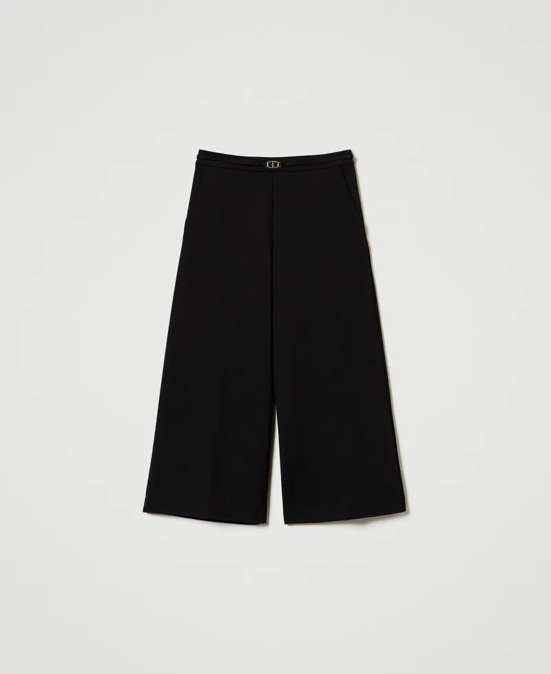 Pantaloni cropped con cinturino Oval T