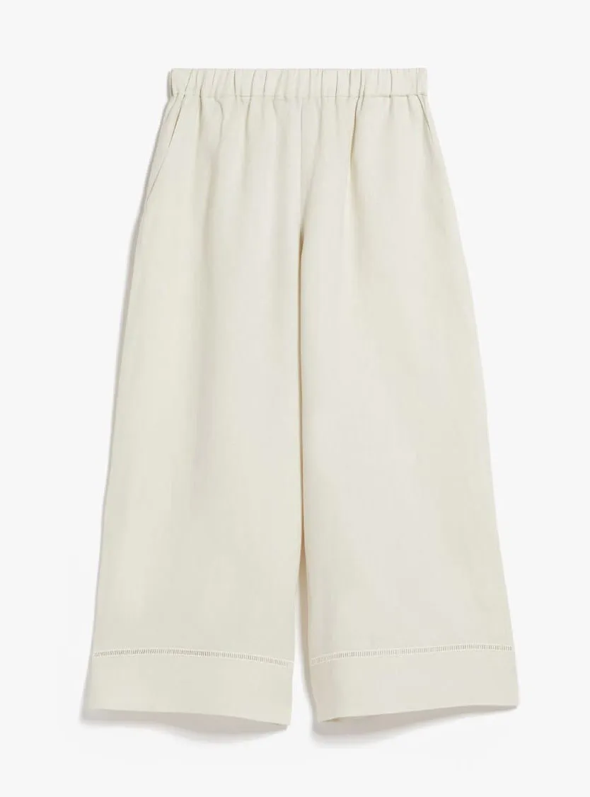 Pantaloni cropped in puro lino